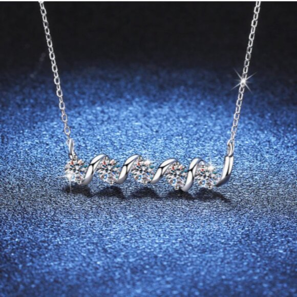 Diamond Jewelry - S925 Silver 1.5 Carat CZ Necklace 20" Long